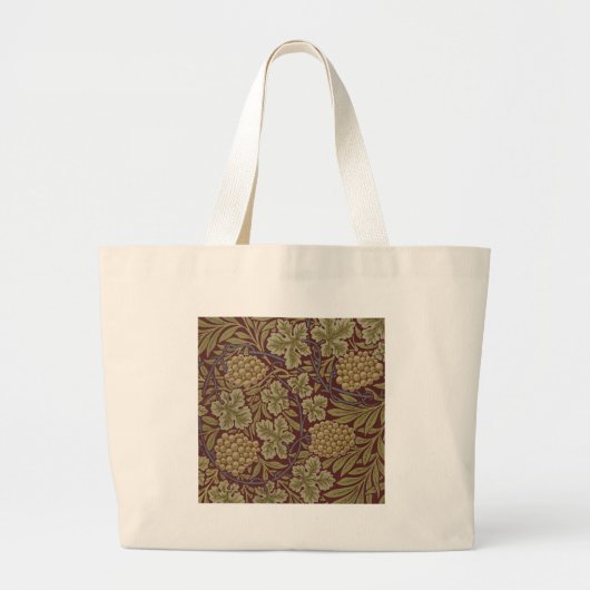 William Morris Wijnstok Druiven Rood Groen Kunst Grote Tote Bag (Voorkant)