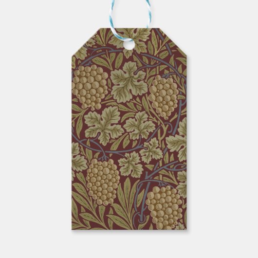 William Morris Wijnstok Druivenrood Groene Kunst Cadeaulabel (Voorkant)