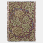 William Morris Wijnstok Druivenrood Groene Kunst Deken (Voorkant Verticaal)