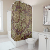 William Morris Wijnstok Druivenrood Groene Kunst Douchegordijn (In situ)