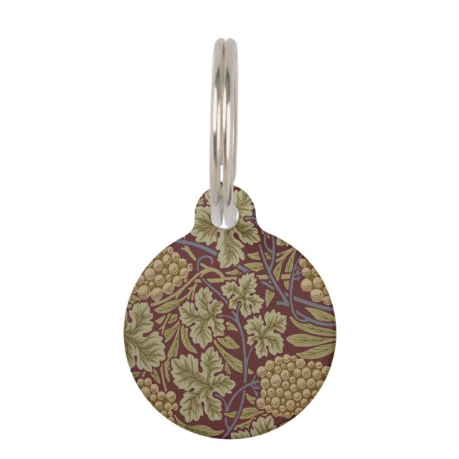 William Morris Wijnstok Druivenrood Groene Kunst Huisdierpenning (Voorkant)