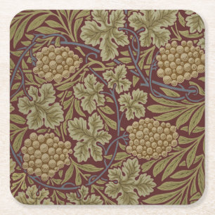 William Morris Wijnstok Druivenrood Groene Kunst Kartonnen Onderzetters