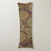 William Morris Wijnstok Druivenrood Groene Kunst Lichaamskussen (Voorkant Verticaal)