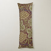William Morris Wijnstok Druivenrood Groene Kunst Lichaamskussen (Achterkant (Verticaal))