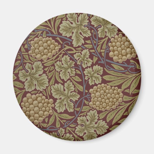 William Morris Wijnstok Druivenrood Groene Kunst Magneet (Voorkant)
