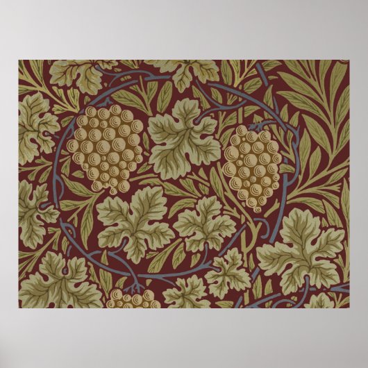 William Morris Wijnstok Druivenrood Groene Kunst Poster (Voorkant)