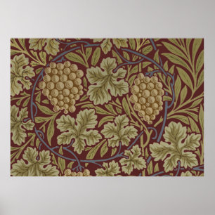 William Morris Wijnstok Druivenrood Groene Kunst Poster