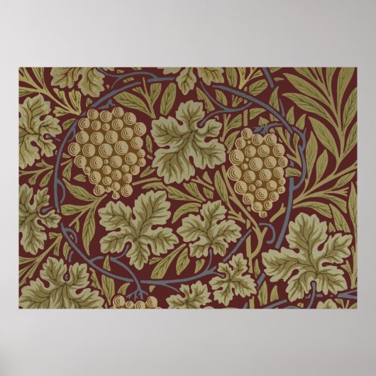 William Morris Wijnstok Druivenrood Groene Kunst Poster (Voorkant)