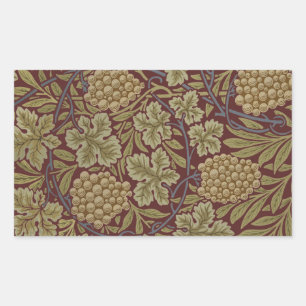 William Morris Wijnstok Druivenrood Groene Kunst Rechthoekige Sticker