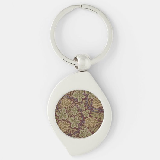 William Morris Wijnstok Druivenrood Groene Kunst Sleutelhanger (Voorkant)