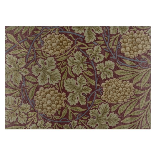 William Morris Wijnstok Druivenrood Groene Kunst Snijplank (Voorkant)