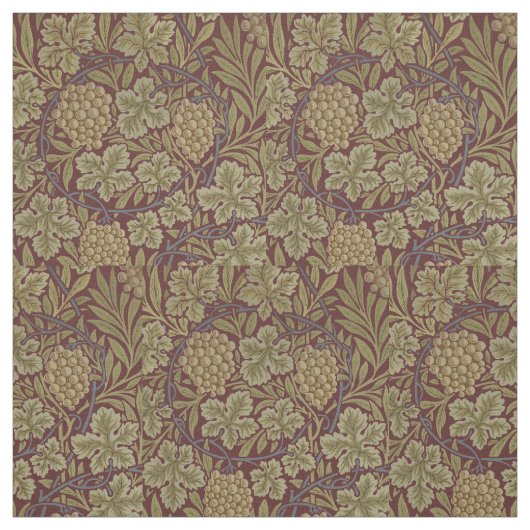 William Morris Wijnstok Druivenrood Groene Kunst Stof (Swatch)