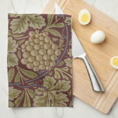 William Morris Wijnstok Druivenrood Groene Kunst Theedoek (Quarter Fold)