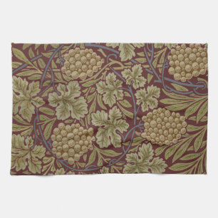 William Morris Wijnstok Druivenrood Groene Kunst Theedoek