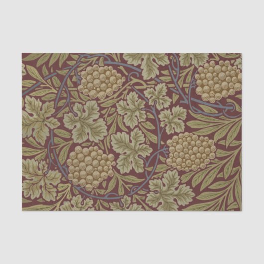William Morris Wijnstok Druivenrood Groene Kunst Tissuepapier (Voorkant)
