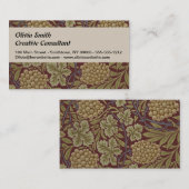 William Morris Wijnstok Druivenrood Groene Kunst Visitekaartje (Voorkant / Achterkant)