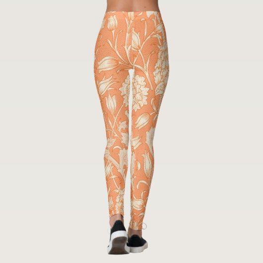 William Morris Wild Tulip beroemd patroon Leggings (Achterkant)