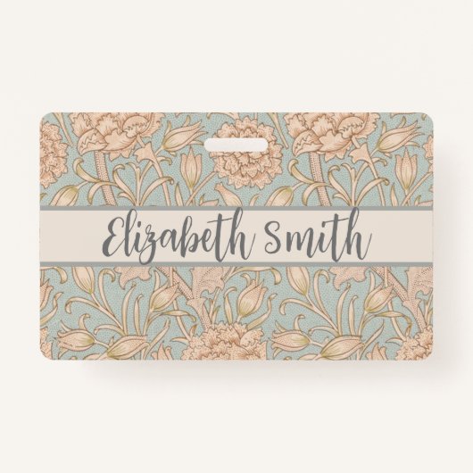 William Morris Wild Tulip Bloemen Ontwerp Badge (Voorkant)