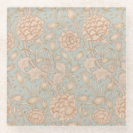 William Morris Wild Tulip Bloemen Ontwerp Glazen Onderzetter (Voorkant)