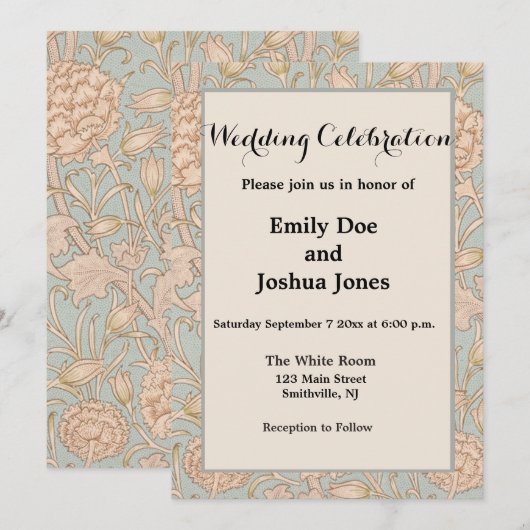 William Morris Wild Tulip Bloemen Ontwerp Kaart (Voorkant / Achterkant)