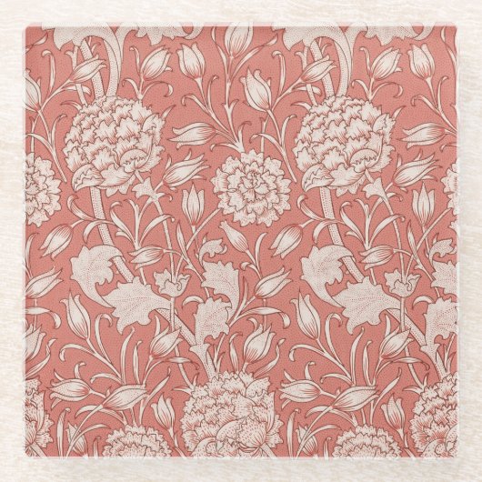 William Morris Wild Tulip Classic Victoriaans ontw Glazen Onderzetter (Voorkant)