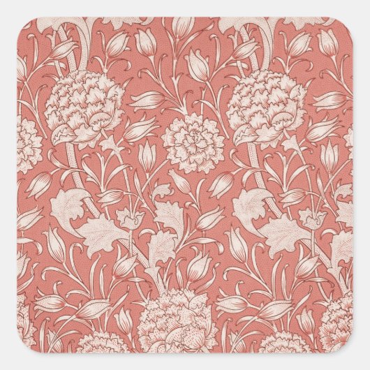 William Morris Wild Tulip Classic Victoriaans ontw Vierkante Sticker (Voorkant)