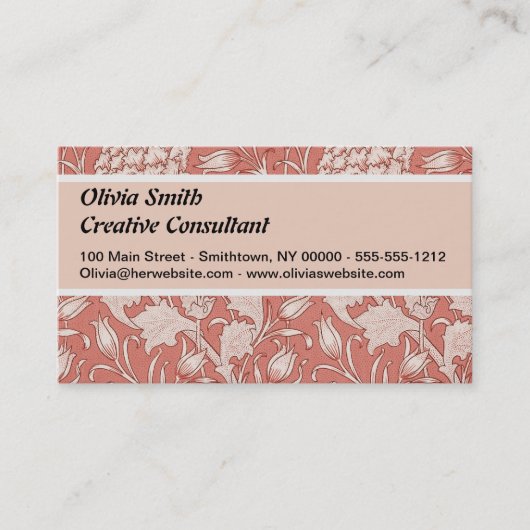 William Morris Wild Tulip Classic Victoriaans ontw Visitekaartje (Voorkant)