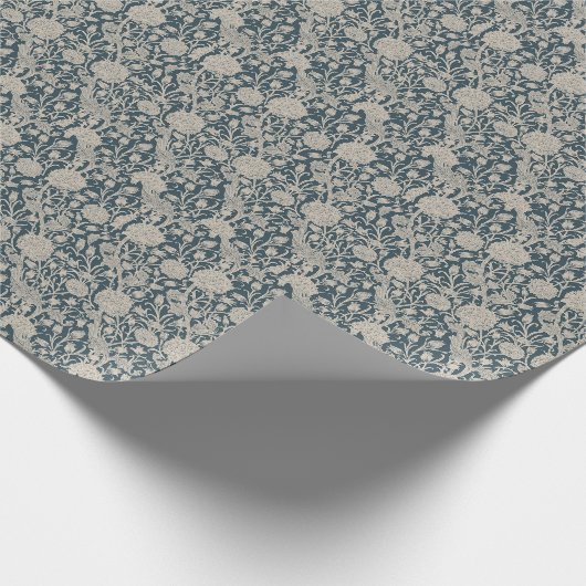 William * Morris Wild Tulpen Staal Grijs Blauw Cadeaupapier (Hoek)