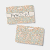 William Morris Wilde Tulp Bloem Bloemontwerp Badge (Voor- en achterkant)