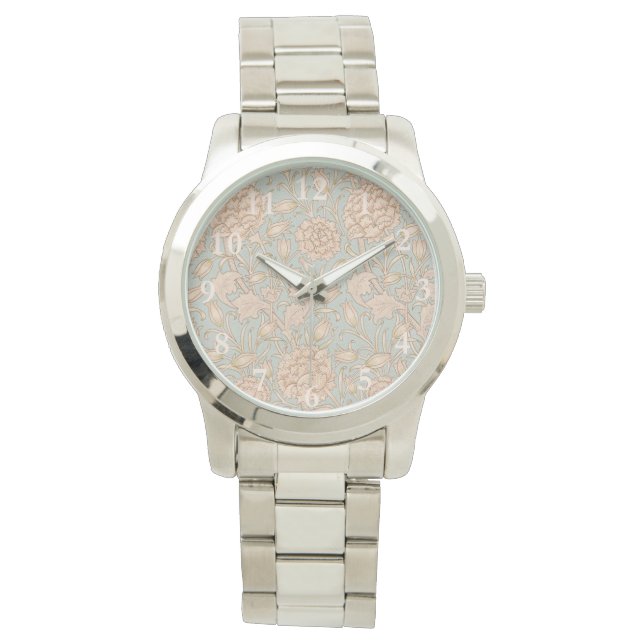 William Morris Wilde Tulp Bloem Bloemontwerp Horloge (Voorkant)