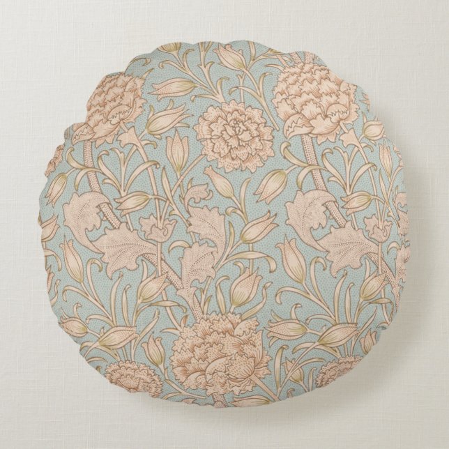 William Morris Wilde Tulp Bloem Bloemontwerp Rond Kussen (Voorkant)