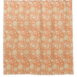 William Morris Wilde Tulp Oranje Bloemmotief Kunst Douchegordijn