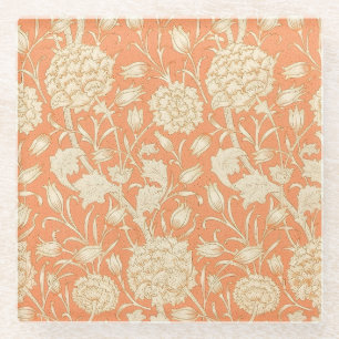 William Morris Wilde Tulp Oranje Bloemmotief Kunst Glazen Onderzetter
