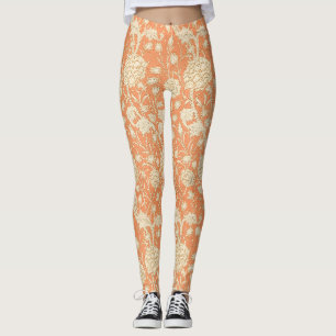 William Morris Wilde Tulp Oranje Bloemmotief Kunst Leggings