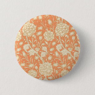 William Morris Wilde Tulp Oranje Bloemmotief Kunst Ronde Button 5,7 Cm
