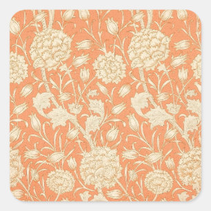 William Morris Wilde Tulp Oranje Bloemmotief Kunst Vierkante Sticker