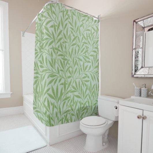 William Morris Wilg Bloem Klassiek Groen Douchegordijn (In situ)