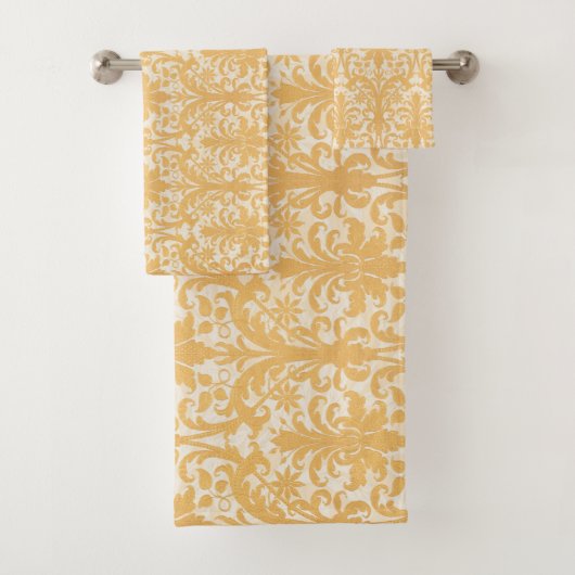 William Morris Wilg & Goud Damast Luxe Bad Handdoek (Insitu)