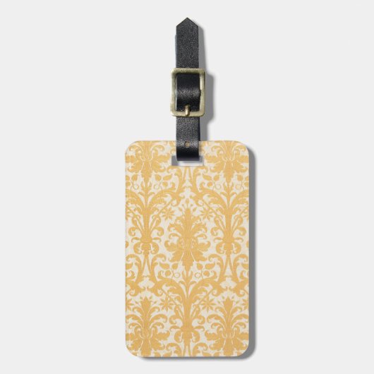 William Morris Wilg & Goud Damast Luxe Bagagelabel (Voorkant verticaal)