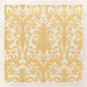 William Morris Wilg & Goud Damast Luxe Glazen Onderzetter