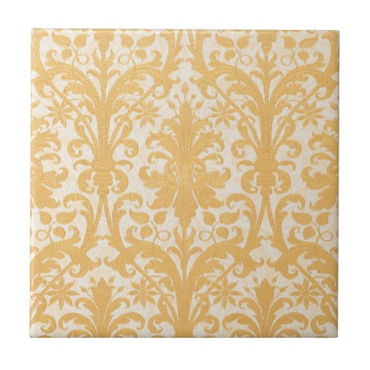 William Morris Wilg & Goud Damast Luxe Tegeltje (Voorkant)