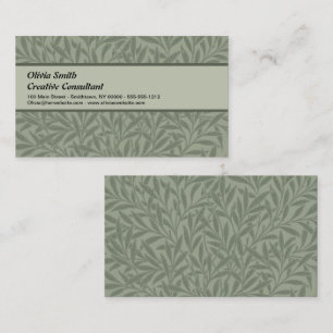 William Morris Wilgenpatroon Antiek Salie Groen Visitekaartje