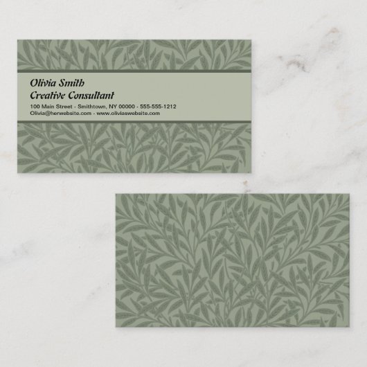William Morris Wilgenpatroon Antiek Salie Groen Visitekaartje (Voorkant / Achterkant)