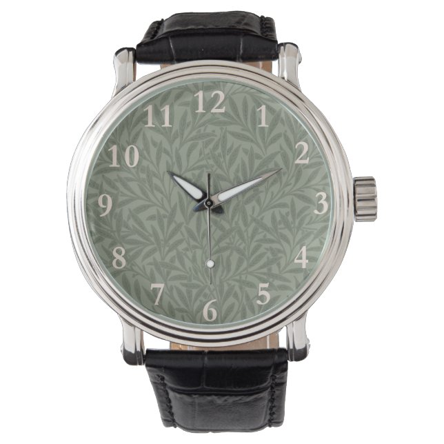 William Morris Wilgenpatroon Antiek Saliegroen Horloge (Voorkant)