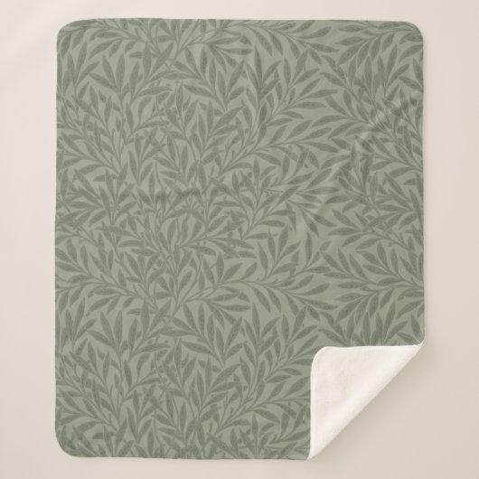 William Morris Wilgenpatroon Antiek Saliegroen Sherpa Deken (Voorkant)