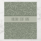 William Morris Wilgenpatroon Antiek Saliegroen Wijn Etiket (Enkel label)