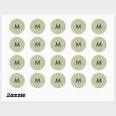 William Morris Wilgentak Antiek blad Monogram Ronde Sticker (Vel)
