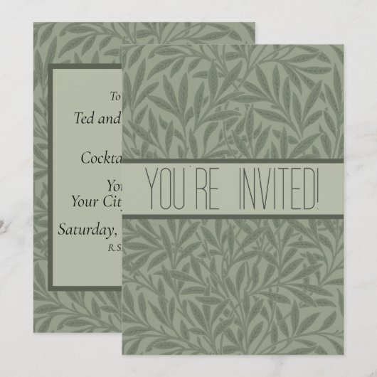 William Morris Wilgpatroon Antiek Saliegroen Kaart (Voorkant / Achterkant)