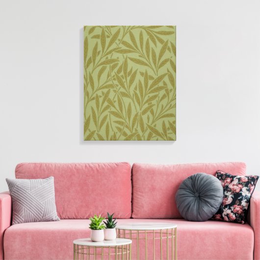 William Morris Willow Antiek Green Leaf Vine Art Canvas Afdruk (Insitu (Woonkamer))