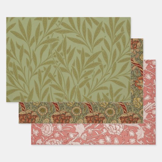 William Morris Willow Antiek Green Leaf Vine Art Inpakpapier Vel (Set)